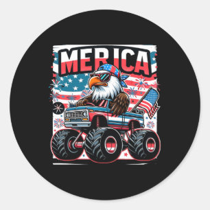 Pegatina Redonda Merica 4 De Julio Camisetas Niños Bandera Estadoun