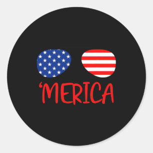 Pegatina Redonda Merica 4 De Julio Día De La Independencia De Ee.Uu