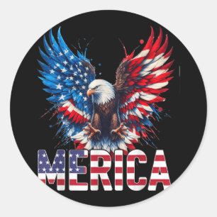Pegatina Redonda Merica - Águila De Libertad Patriótica De Eeuu - 4
