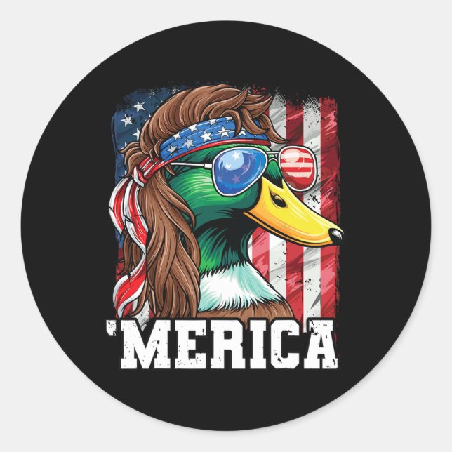 Pegatina Redonda Merica Ee.Uu. Bandera Estadounidense Patriótica 4  (Anverso)