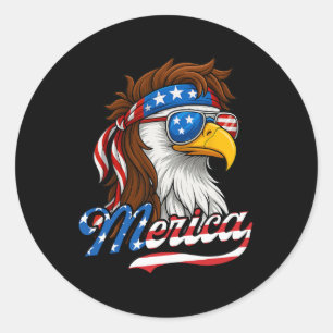 Pegatina Redonda Merica Eeuu Bandera Estadounidense Águila Calva 4
