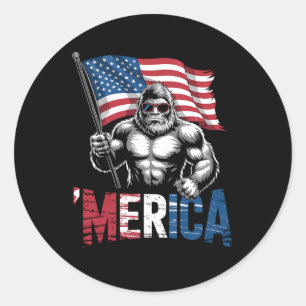 Pegatina Redonda Merica Gran Bandera Estadounidense Patriótica 4 De