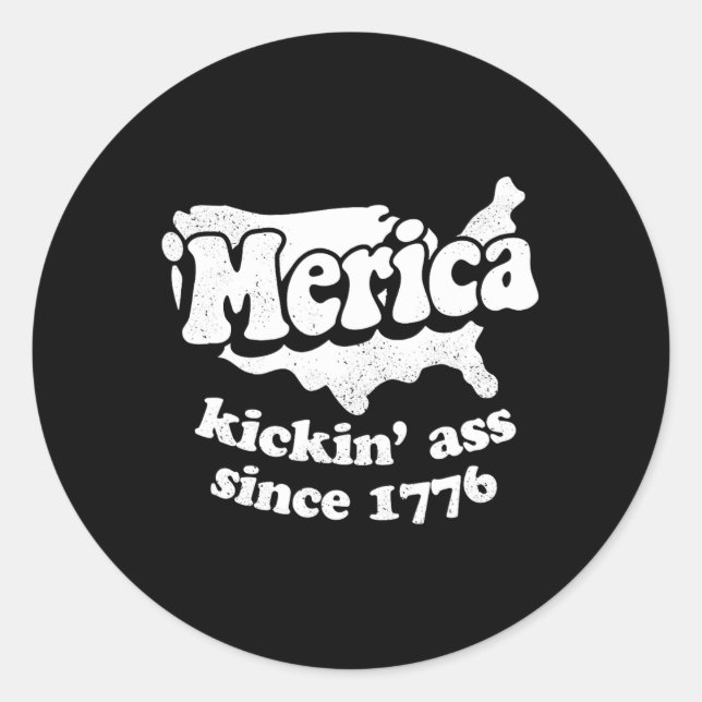 Pegatina Redonda Merica Kickin' desde 1776 (Anverso)