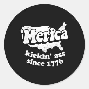 Pegatina Redonda Merica Pateando Desde 1776