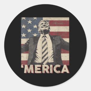 Pegatina Redonda Merica Trump Bandera Estadounidense 4 De Julio Pat