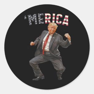 Pegatina Redonda Merica Trump Feliz 4 De Julio Bandera Norteamerica