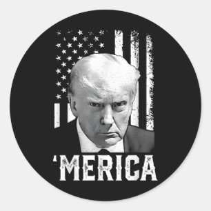 Pegatina Redonda Merica Trump Feliz 4 De Julio Bandera Norteamerica