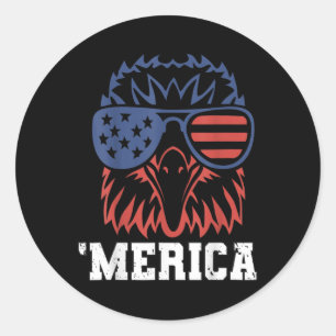 Pegatina Redonda Merica Usa Bandera Cazas Ld Eagle Patriot 4º