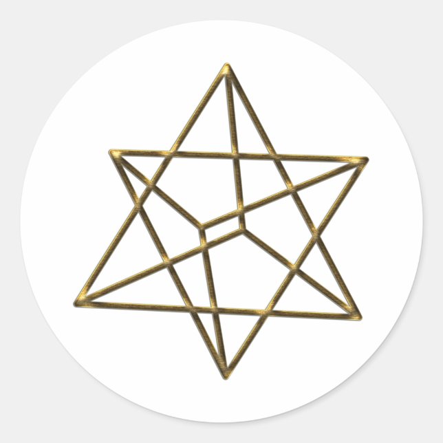 Pegatina Redonda Merkaba - estrella Tetraeder Metatrons dado - (Anverso)