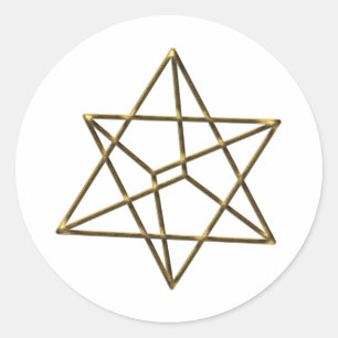 Pegatina Redonda Merkaba - estrella Tetraeder Metatrons dado -