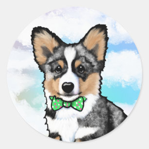 Pegatina Redonda Merle Corgi