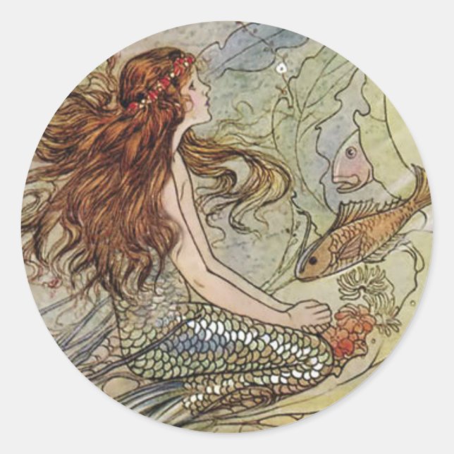 Pegatina Redonda Mermaid (Anverso)
