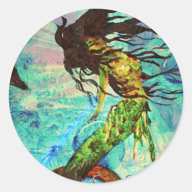 Pegatina Redonda Mermaid (Anverso)