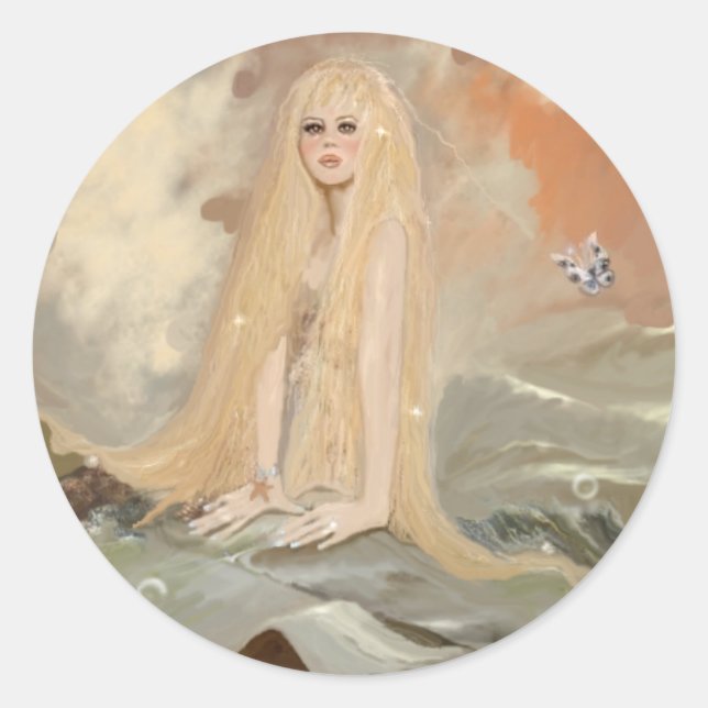 Pegatina Redonda Mermaid 1 (Anverso)