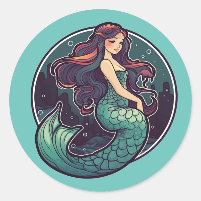 Pegatina Redonda MERMAID #1 Magnet (Anverso)