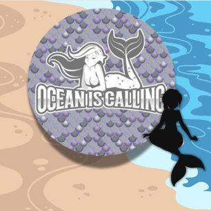 Pegatina Redonda Mermaid Cute Gray