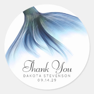 Pegatina Redonda Mermaid Glam Tail   Dusty Ice Blue Sheen Gracias