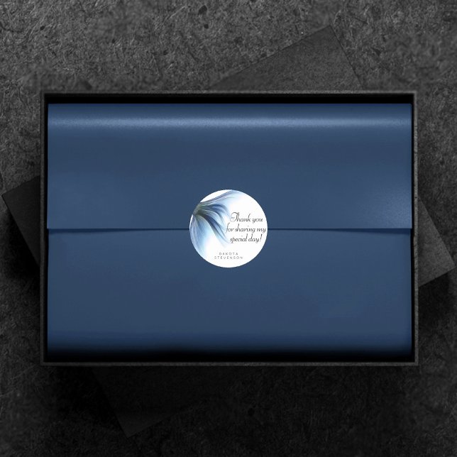 Pegatina Redonda Mermaid Glam Tail | Dusty Ice Blue Sheen Gracias (Subido por el creador)