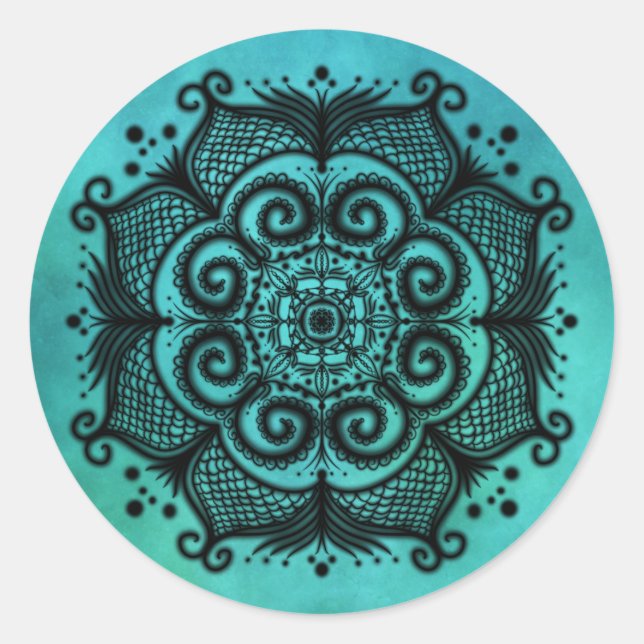 Pegatina Redonda Mermaid Mandala (Anverso)