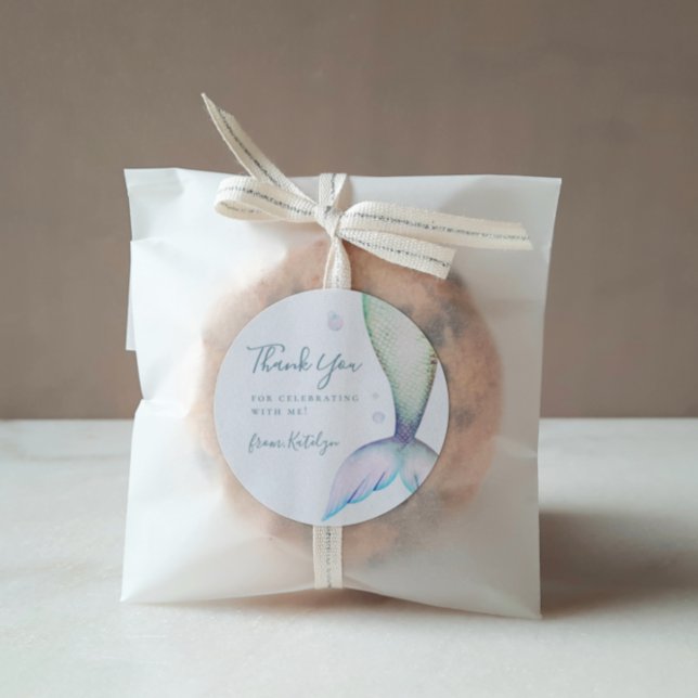 Pegatina Redonda Mermaid Tail Birthday Thank You (Subido por el creador)