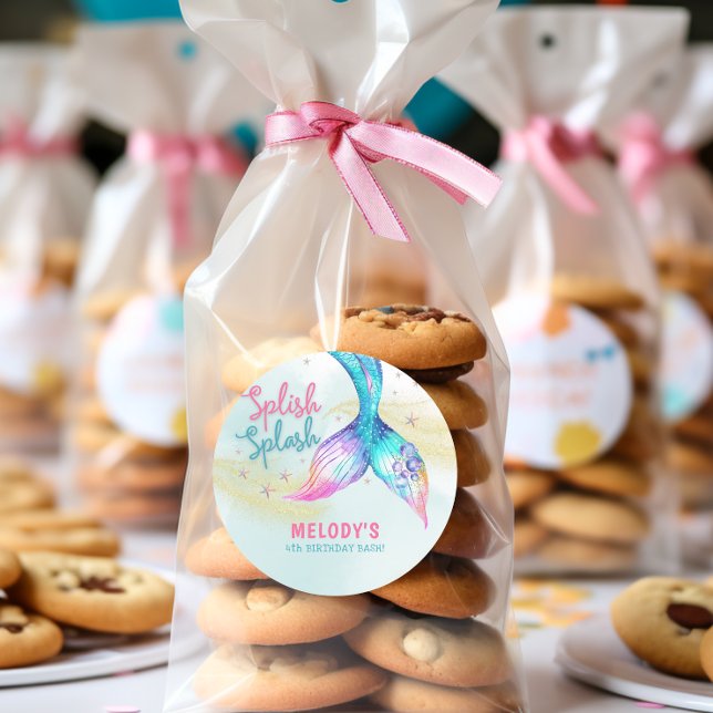 Pegatina Redonda Mermaid Tail Glitter Splish Splash birthday (Subido por el creador)