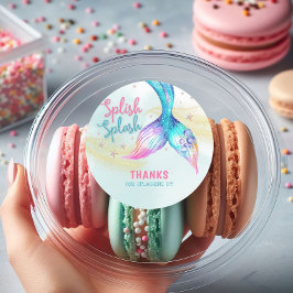 Pegatina Redonda Mermaid Tail Glitter Splish Splash Thank you