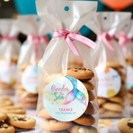 Pegatina Redonda Mermaid Tail Onder the sea 1st birthday