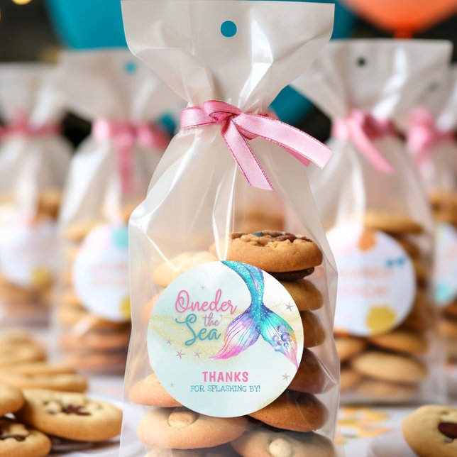 Pegatina Redonda Mermaid Tail Onder the sea 1st birthday (Subido por el creador)