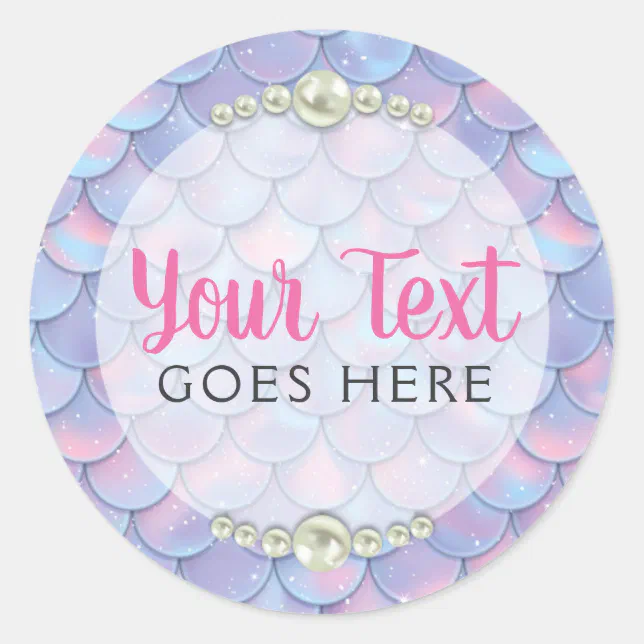 Pegatina Redonda Mermaid Tail Scale & Pearl Pastel Sparkle Boutique ...