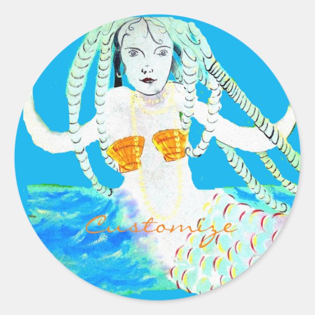 Pegatina Redonda Mermaids con Dreadlocks Thunder_Cove (Anverso)