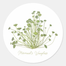 Pegatina Redonda Mermaids Wineglass & Acetabularia Sea-Inspired 