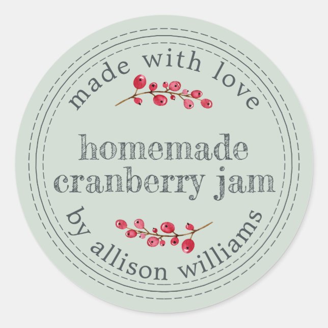 Pegatina Redonda Mermelada Casera De Arándano En Conserva Para Navi (Anverso)