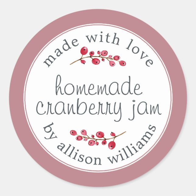 Pegatina Redonda Mermelada Casera De Arándano Navideña Puede Ser Po (Anverso)