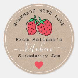 Pegatina Redonda Mermelada casera de fresa de la cocina de Kraft