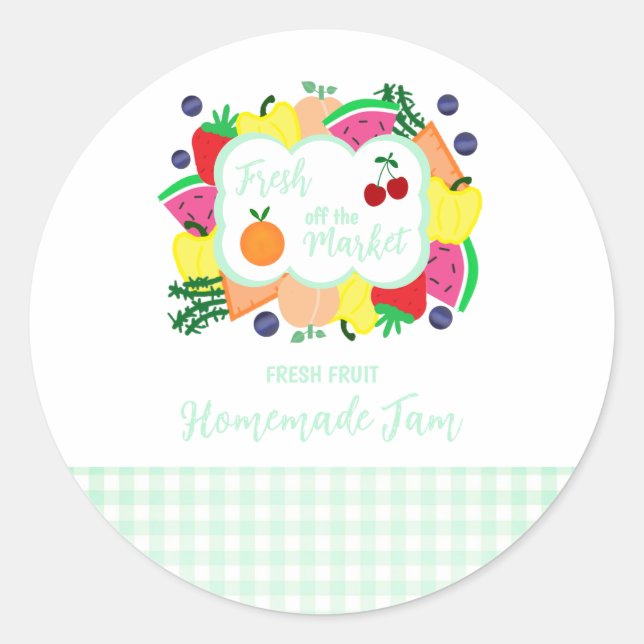Pegatina Redonda Mermelada Casera Para Despedida de Soltera Fresh O (Anverso)