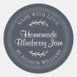 Pegatina Redonda Mermelada Casera Rústica de Arándano en Conserva A