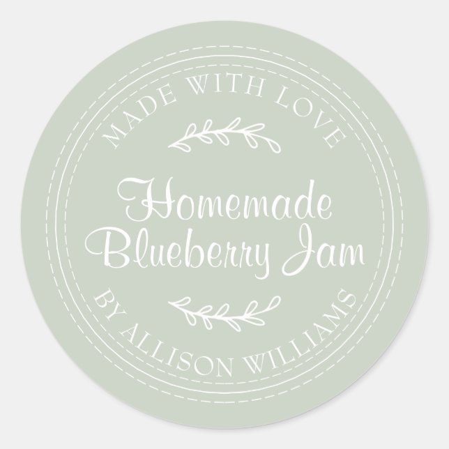 Pegatina Redonda Mermelada Casera Rústica de Arándanos en Conserva  (Anverso)