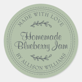 Pegatina Redonda Mermelada Casera Rústica de Arándanos en Conserva 