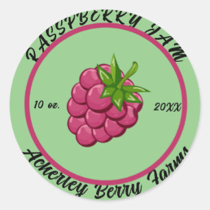 Pegatina Redonda Mermelada de frambuesa conserva personalizada clás