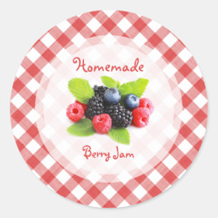Pegatina Redonda Mermelada De Frutas Rojas Y Bayas