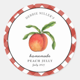 Pegatina Redonda Mermelada de melocotón vintage estilo campestre