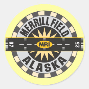 Pegatina Redonda Merrill Field, Aeropuerto AK MRI