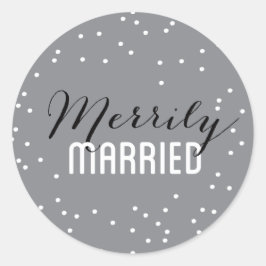 Pegatina Redonda Merrily Married Couple Holiday