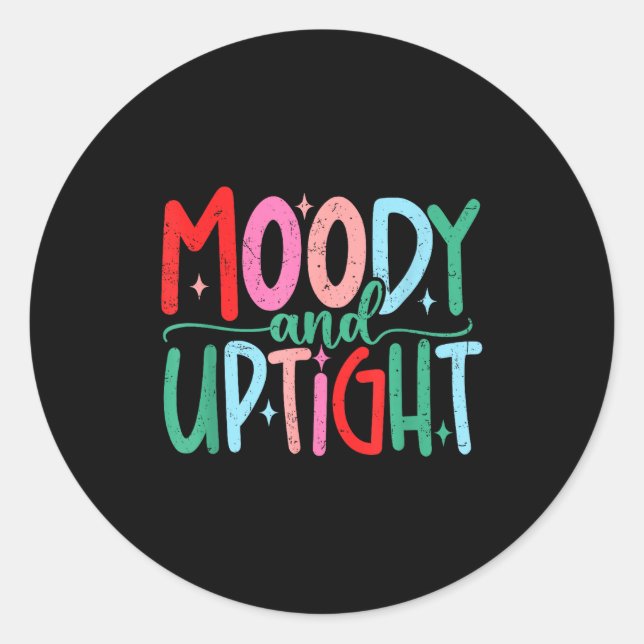 Pegatina Redonda Merry &amp; Bright Moody &amp; Uptight Matching Co (Anverso)