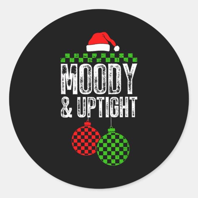 Pegatina Redonda Merry &amp; Bright Moody &amp; Uptight Matching Co (Anverso)