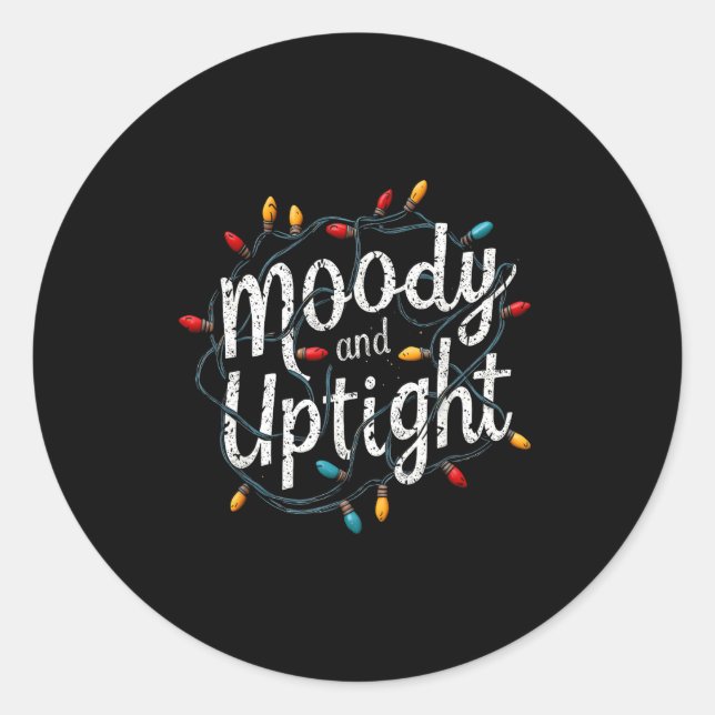 Pegatina Redonda Merry &amp; Bright Moody &amp; Uptight Matching Co (Anverso)
