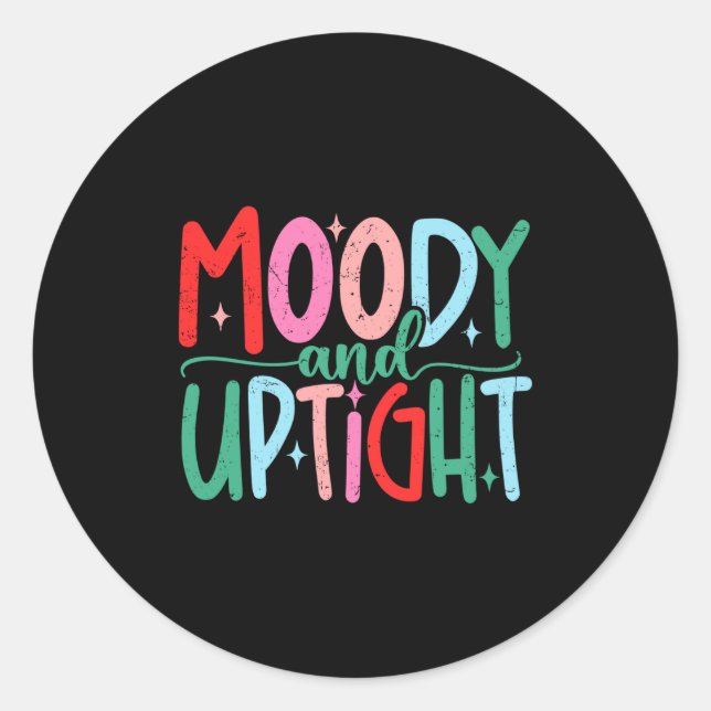 Pegatina Redonda Merry &amp; Bright Moody &amp; Uptight Matching Co (Anverso)