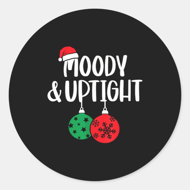 Pegatina Redonda Merry &amp; Bright Moody &amp; Uptight Matching Co (Anverso)