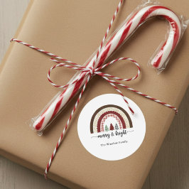 Pegatina Redonda Merry and Bright Christmas – Festive Holiday