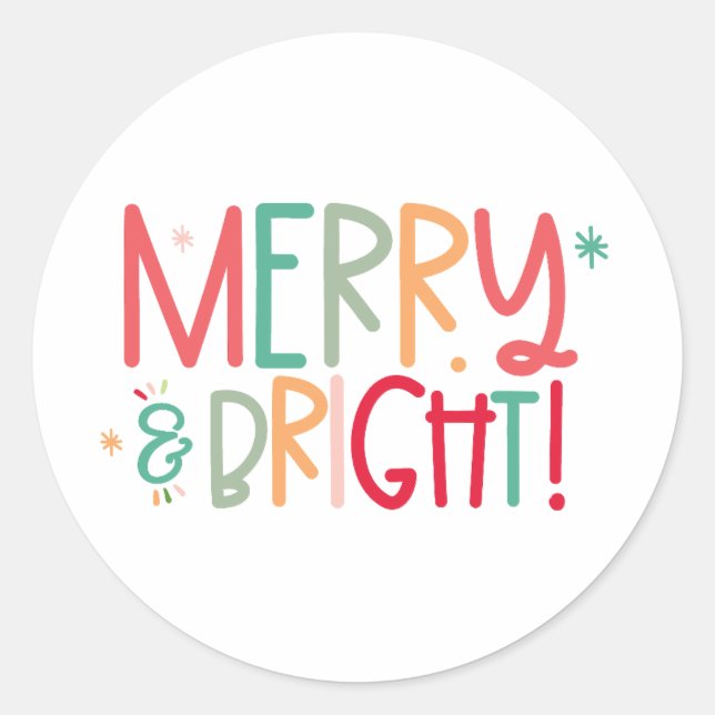 Pegatina Redonda Merry and Bright Sticker (Anverso)